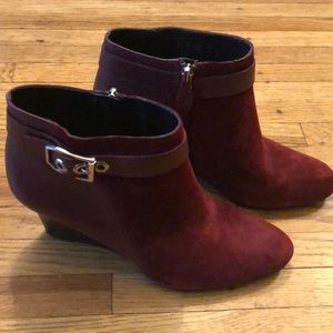 NIB Franco Sarto Burgundy/Wine Booties/Wedge 3”